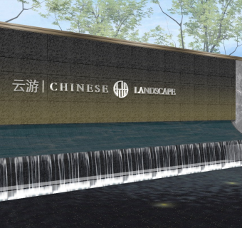 现代风格景墙SU模型下载